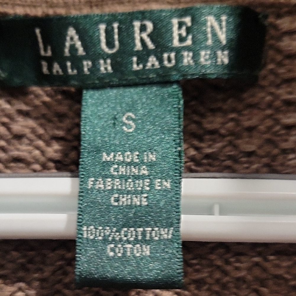 Lauren Ralph Lauren Brown Ribbed Shawl Collar Cardigan - Picture 5 of 6